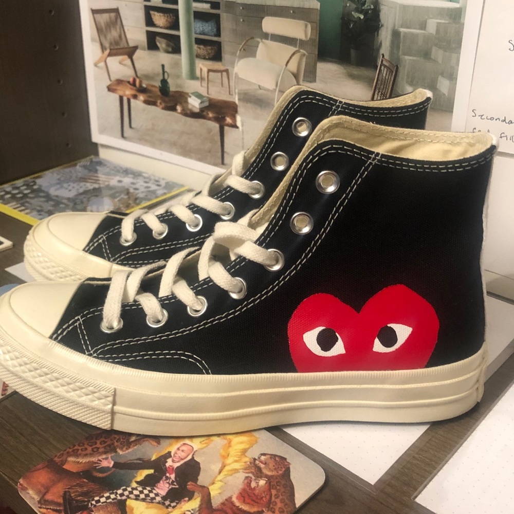 CDG Comme Des Garçons PLAY black high top Converse